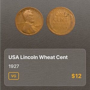 1927 USA Lincoln Wheat Cent